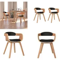 vidaXL Chaise de salle à manger 2 pcs. noir bois courbé et similicuir