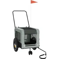 vidaXL Remorque pour vélo Chiens Gris et noir Tissu Oxford et fer