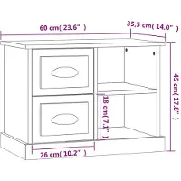 vidaXL Table de chevet blanc brillant 60x35,5x45 cm