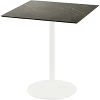 Essentials Urban - Table de terrasse, structure blanche + plateau HPL effet marbre Midnight, 70 x 70 cm, 1 pièce