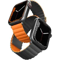 Uniq Bracelet Revix réversible pour Apple Watch | 44/45/46/49 mm - Charcoal (Grey/Orange)
