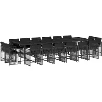 vidaXL Ensemble de jardin 17 pièces avec coussins Noir Poly Rattan