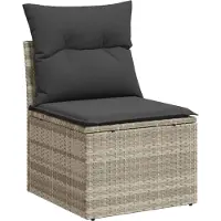 vidaXL Fauteuil de jardin sans accoudoirs avec coussins gris clair Poly rotin