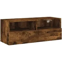 vidaXL Armoire TV murale chêne fumé 80x30x30 cm Bois composite