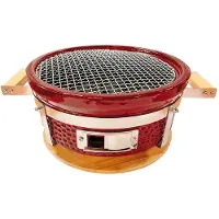 Outr Barbecue de table rond Kamado Braza - Rouge vin