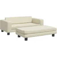 The Living Store Lit pour chien avec extension Crème 100x50x30 cm Similicuir