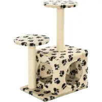 The Living Store Arbre à chat Sisal 60 cm Beige Impression de pattes