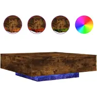 vidaXL Table basse avec lampes LED chêne fumé 100x100x31 cm
