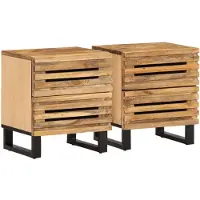 vidaXL Tables de chevet 2 pcs 40x34x46 cm bois massif de manguier brut