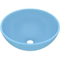 vidaXL Lavabo rond de salle de bain Bleu clair mat 32,5x14cm Céramique
