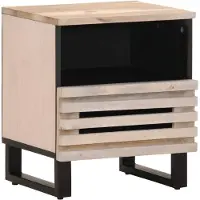 vidaXL Table de chevet 40x34x46 cm bois de manguier massif blanchi