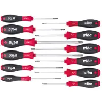 Wiha Jeu de tournevis SoftFinish - 12 pièces - Rouge et noir