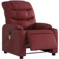 vidaXL Fauteuil de massage électrique vin rouge similicuir
