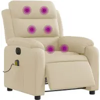 vidaXL Fauteuil de massage électrique Crème Tissu