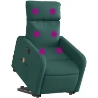 vidaXL Fauteuil de massage électrique avec releveur Tissu vert foncé