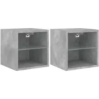 vidaXL Armoires TV murales avec lampes LED 2 pcs. Gris béton 30x28,5x30 cm