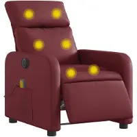 vidaXL Fauteuil de massage électrique vin rouge similicuir