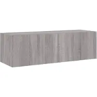 vidaXL Armoire TV murale avec lampes LED Gris Sonoma 100x35x31 cm