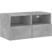 DKD Home Decor Meuble TV mural gris béton 60x30x30 cm Matériau dérivé du bois