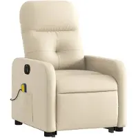 vidaXL Fauteuil de massage électrique avec releveur Crème Tissu