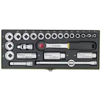 Proxxon Industrial Steckschlüssel Satz mit Ratsche CV 24-tlg 3/8" Schlüsselweite 6-21 mm 23110