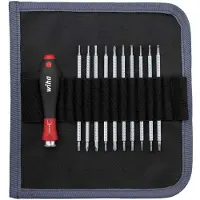 Wiha 27820 Jeu de tournevis avec lames interchangeables SYSTEM 4 - Jeu de 11 pcs - dans une trousse pliable