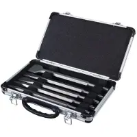 Makita -Lot De 5 Pièces Dans Coffret En Aluminium 2 Ciseau Plat Taille 2, 1 Burin Large Sds-Plus