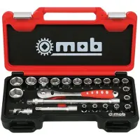 MOB Jeu de clés à douilles Fusion Box 23 pièces, cliquet inclus (10 mm, 11 mm, 12 mm, 13 mm, 14 mm, 15 mm, 16 mm, 17 mm, 18 mm, 19 mm, 21 mm, 22 mm, 23 mm, 24 mm, 27 mm, 30 mm, 32 mm, 8 mm, 9 mm)