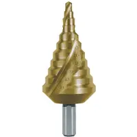 RUKO foret étagé HSS-TiN à cannelure hélicoïdale avec affûtage en croix pour presse-étoupes métriques taille 16 Ø 5,3 - 38,5 mm - 101091T