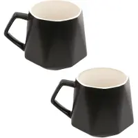Intirilife 2x Tasse À Café Avec Finition Raffinée En Noir D'une Contenance De 350 Ml - 13x10.5x9.2 Cm - Tasse À Thé, Tasse À Anse, Gobelet Pour Le Café, Le Thé, Le Lait, Le Cacao Et Bien Plus Encore