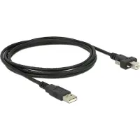 DeLOCK USB Kabel A -> B St/St 2.00m mit Verschraubung sw