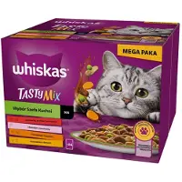 Whiskas Adult Tasty Mix Chef's Choice en sauce 48x85 g avec bœuf, saumon, poulet et dinde, poulet et cabillaud pour chats adultes