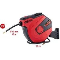 Ks Tools Enrouleur air et eau 1/2' 15 m avec tuyau Ø13 mm raccord 3/8' - 515.3445