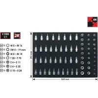 Vigor Jeu de douilles V2837 1/4 pouce (6,3 mm) carré creux, 3/8 pouce (10 mm) carré creux, 1/2 pouce (12,5 mm) carré creux
