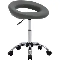 vidaXL Tabouret de travail à roulettes Gris Similicuir