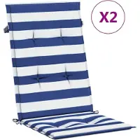vidaXL Coussins de chaise à dossier haut lot de 2 rayures bleu/blanc