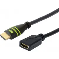 Techly Câble de connexion HDMI 4K 60Hz haute vitesse avec Ethernet M/F noir 0.2m (0.20 m), Câble vidéo, Noir