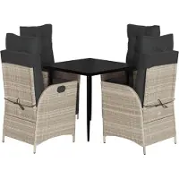 vidaXL Salon de jardin 5 pièces avec coussins gris clair Poly rotin