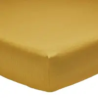 Origin Drap Housse Fines Rayures En Bambou Jaune 160 X 200