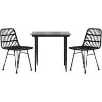 vidaXL Ensemble de jardin 3 pièces noir Poly rotin