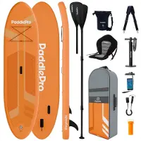 LifeGoods SUP Board - Deluxe Set - avec siège - Planche à pagaie gonflable - Max. 135KG - 320x81cm - Orange