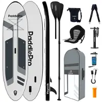 LifeGoods SUP Board - Deluxe Set - avec siège - Planche à pagaie gonflable - Max. 135KG - 320x81cm - Blanc