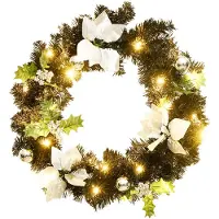 vidaXL Couronne de Noël avec LED Noir 60 cm PVC