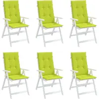 vidaXL Coussin pour chaise de jardin à haut dossier 6 pcs. Vert vif 120x50x3 cm