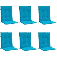 vidaXL Coussins de chaise de jardin à dossier bas lot de 6 bleu