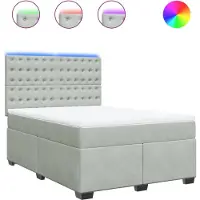 vidaXL Lit boxspring avec matelas gris clair 140x190 cm velours