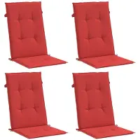 vidaXL Coussins de chaise de jardin dossier haut lot de 4 rouge tissu