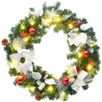 vidaXL Couronne de Noël avec lumières LED Vert 60 cm PVC
