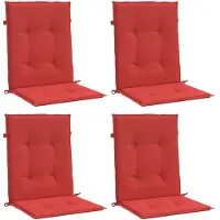 vidaXL Coussins de chaise de jardin à dossier bas lot de 4 rouge