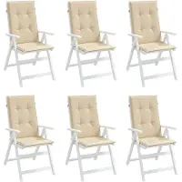 vidaXL Coussin pour chaise de jardin à haut dossier 6pcs. Beige 120x50x3cm Tissu